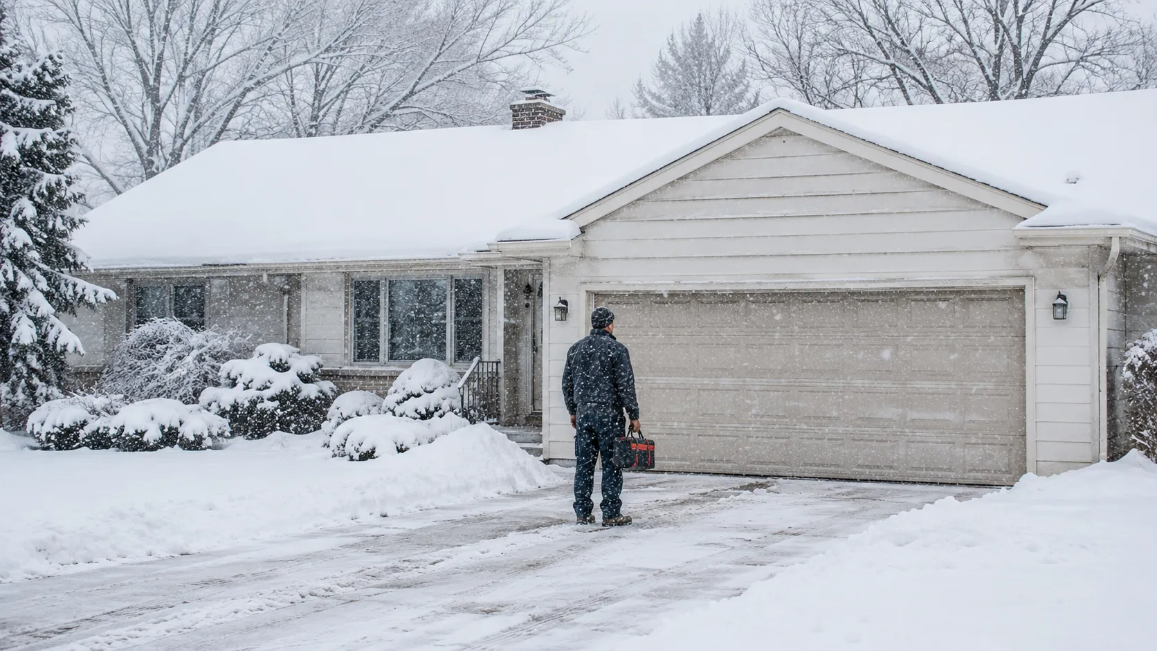 Garage door detail illustrating cold weather and broken springs: what charleston homeowners are dealing with