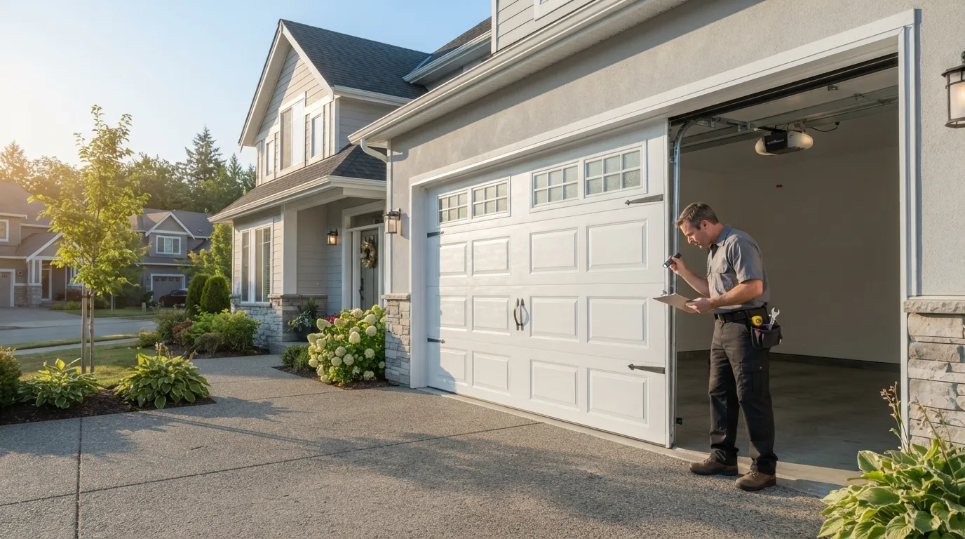 New residential garage door installed on a Charleston West Virginia home